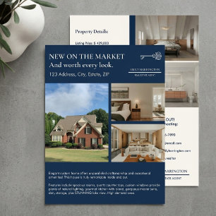 Classic Key Listing Navy Real Estate Agent Flyer