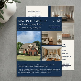 Classic Key Listing Navy Real Estate Agent Flyer