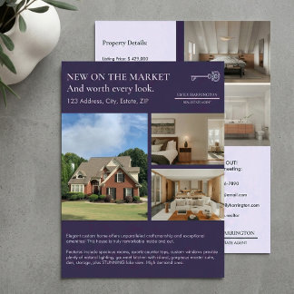 Classic Key Listing Purple Real Estate Agent Flyer