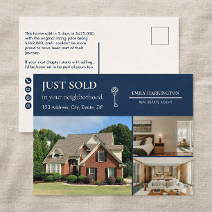 Classic Key Navy Just Sold Real Estate Agent Postcard