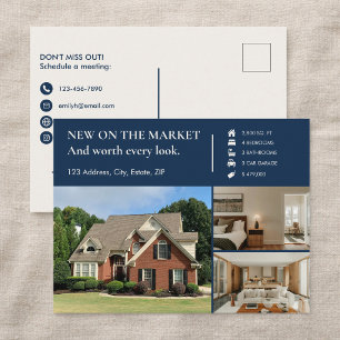 Classic Key Navy Real Estate Agent Postcard