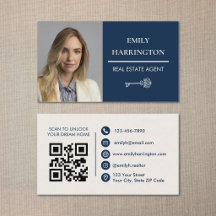 Classic Key QR Code Navy Real Estate Agent