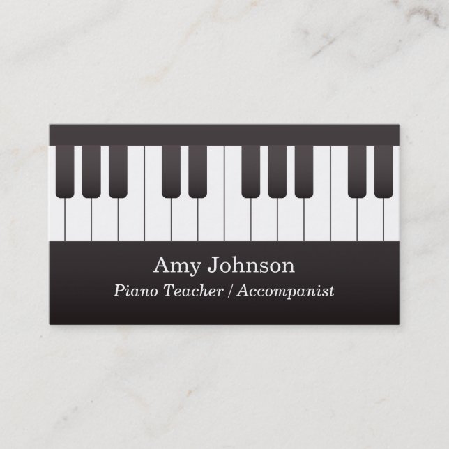 Classic Keyboard Keys Music Piano Teacher Business Card (Front)
