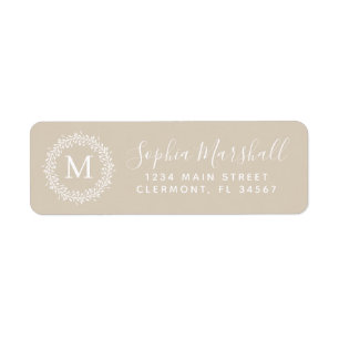 Classic Khaki Tan Monogram Return Address Label