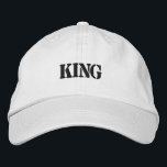 Classic King Embroidered Cap in White Cotton Hat<br><div class="desc">Looking for Regal King Text Embroidery on Khaki Cap This khaki-coloured cap is embroidered with striking "King" text,  combining a timeless look with casual flair. The cotton fabric provides breathability,  and the adjustable strap guarantees a secure fit.</div>