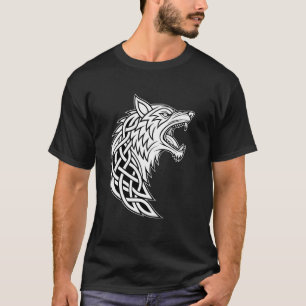 Classic Knotwork Fenrir u2013 Nordic Wolf & Norse  T-Shirt