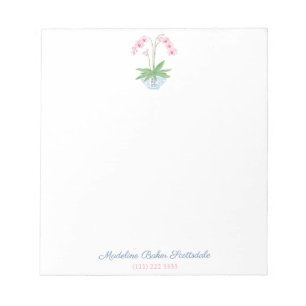 Classic Ladies Pink Orchid In Ginger Jar Planter Notepad