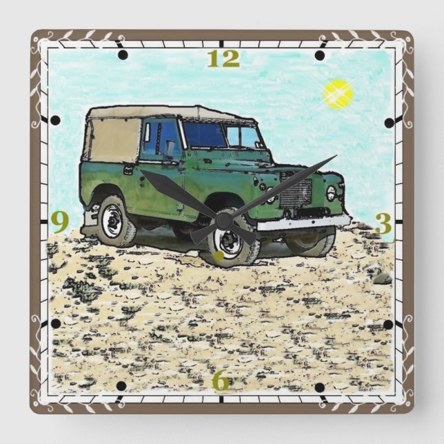Classic Land Rover Square Clock (Front)