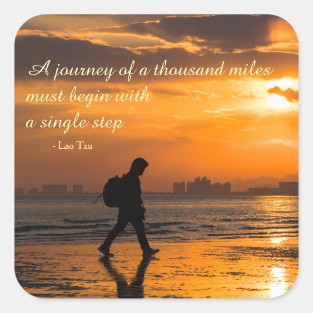 Classic Lao Tzu Journey Quote Square Sticker (Front)