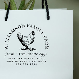 Classic Large Hen Egg Carton Return Address Phone Rubber Stamp