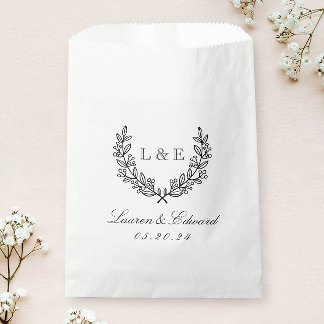 Classic Laurel Wedding Initial Monogram Favour Bags (Creator Uploaded)