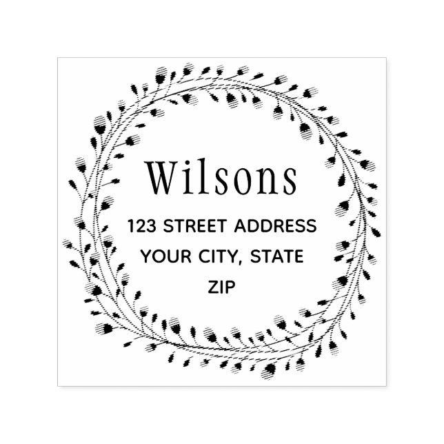 Classic Laurel Wreath Family Name Self-inking Stamp (Design)