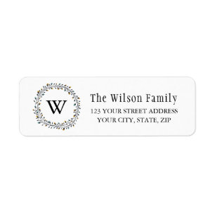 Classic Laurel Wreath Monogram Return Address