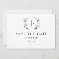 Classic Laurel Wreath Monogram Save the Date