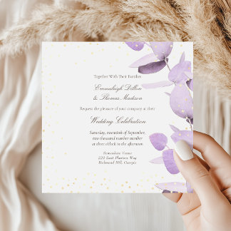 Classic Lavender Eucalyptus Glitter Wedding Invita Invitation