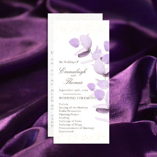 Classic Lavender Eucalyptus Glitter Wedding Programme