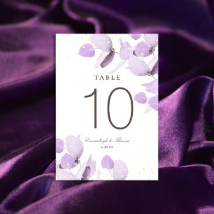 Classic Lavender Eucalyptus Glitter Wedding Table  Table Number