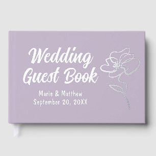 Classic Lavender Floral Sketch Foil Guestbook