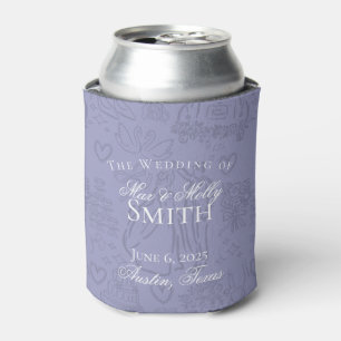 Classic Lavender Hand Drawn Sketch Wedding Favour Can Cooler