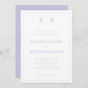 Classic Lavender Monogram Elegant Wedding  Invitation