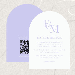 Classic Lavender Monogram Minimalist Wedding Invitation