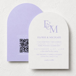 Classic Lavender Monogram Minimalist Wedding Invitation