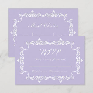 Classic Lavender Purple Ornately Framed Wedding RSVP Card