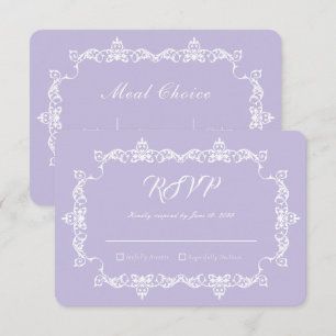 Classic Lavender Purple Ornately Framed Wedding RSVP Card