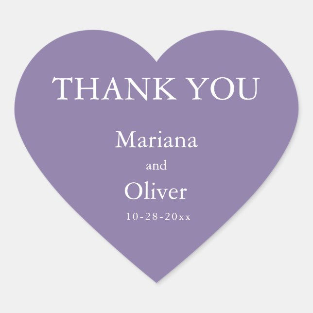 Classic Lavender Wedding Heart Sticker (Front)
