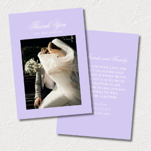 Classic Lavender Wedding Photo Thank You Card