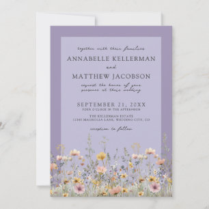 Classic Lavender Wildflower Floral Wedding Invitation