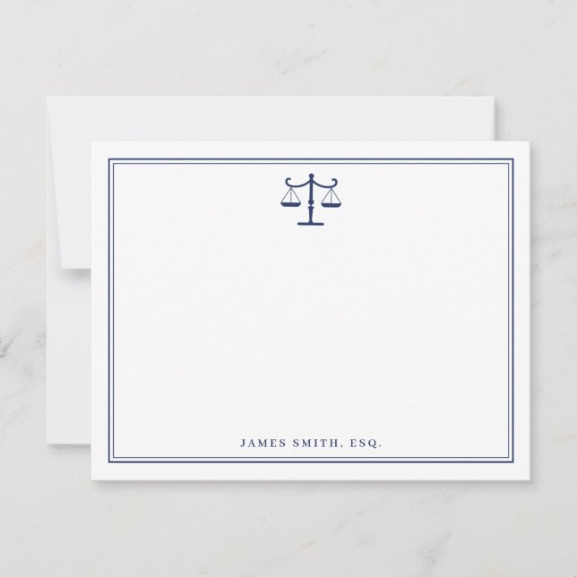 Classic Lawyer Note Card with Scales of Justice  (Front)