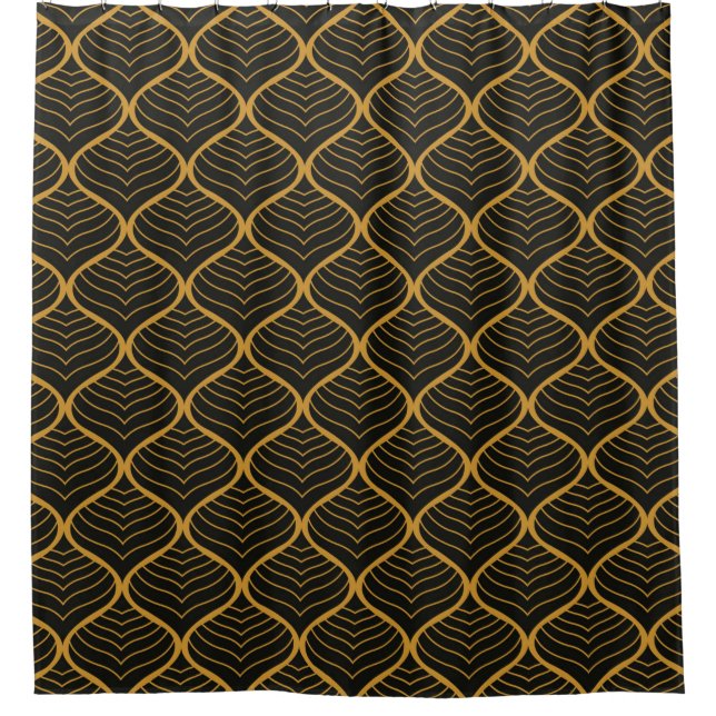 Classic Leaves Art Deco Seamless Pattern. Geometri Shower Curtain (Front)