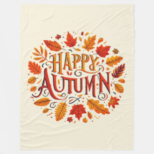 classic leaves & Happy Autumn Fleece Blanket