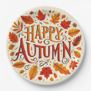 classic leaves & Happy Autumn Paper Plate