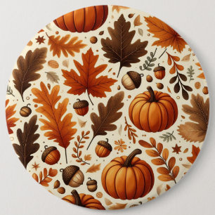 classic leaves/pumpkins/acorns Autumn  6 Cm Round Badge