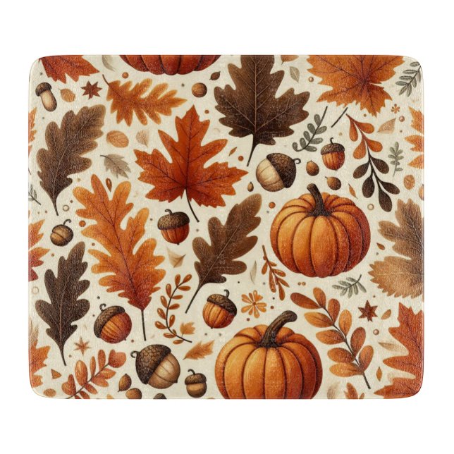 classic leaves/pumpkins/acorns Autumn  Cutting Board (Front)