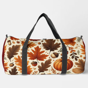 classic leaves/pumpkins/acorns Autumn Duffle Bag