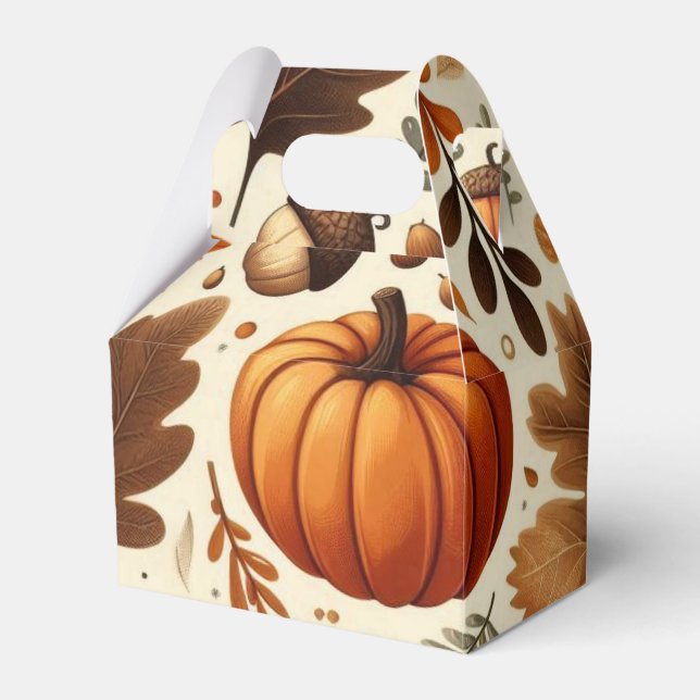 classic leaves/pumpkins/acorns Autumn  Favour Box (Front Side)