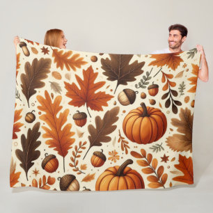 classic leaves/pumpkins/acorns Autumn  Fleece Blanket