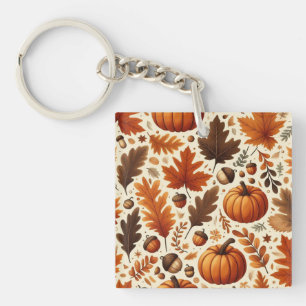 classic leaves/pumpkins/acorns Autumn Key Ring