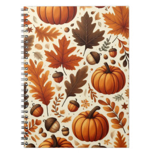classic leaves/pumpkins/acorns Autumn  Notebook