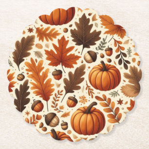 classic leaves/pumpkins/acorns Autumn  Paper Coaster