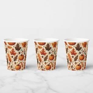 classic leaves/pumpkins/acorns Autumn  Paper Cups
