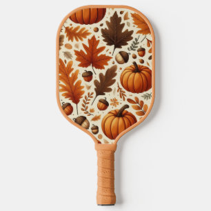 classic leaves/pumpkins/acorns Autumn Pickleball Paddle
