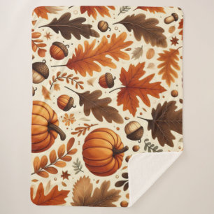 classic leaves/pumpkins/acorns Autumn Sherpa Blanket