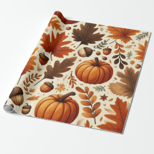 classic leaves/pumpkins/acorns Autumn Wrapping Paper
