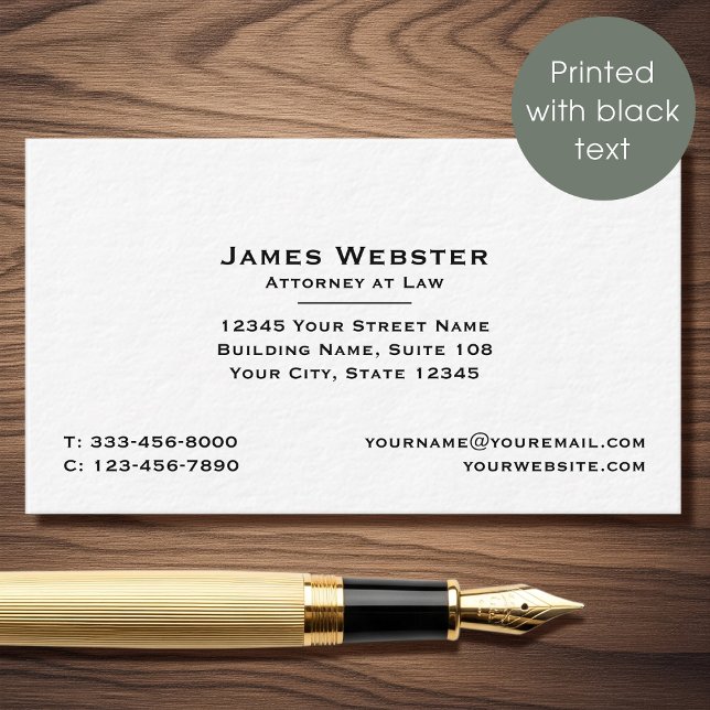 Classic Legal & Professional Attorney Black Business Card (Creator Uploaded)