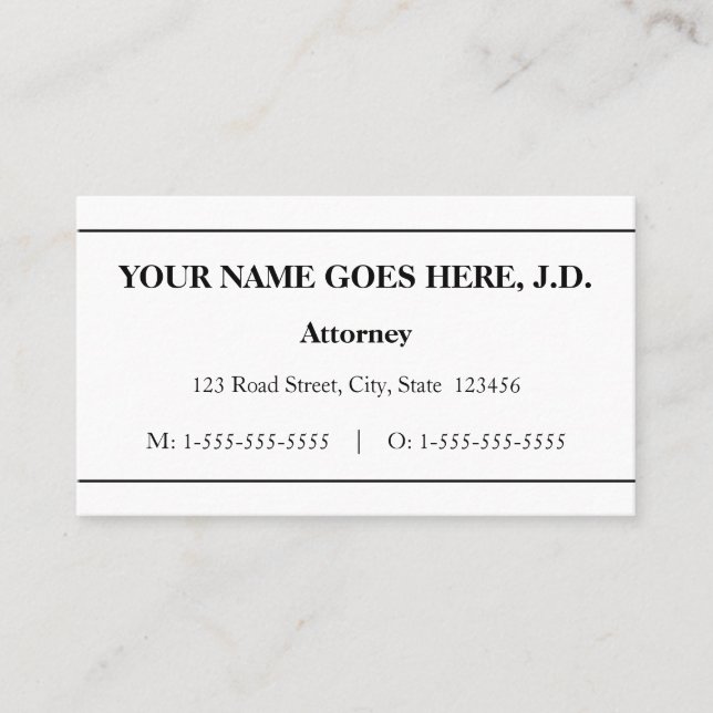 Classic, Legal Professional Business Card (Front)