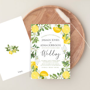 Classic Lemon Greenery Summer Wedding Invitation